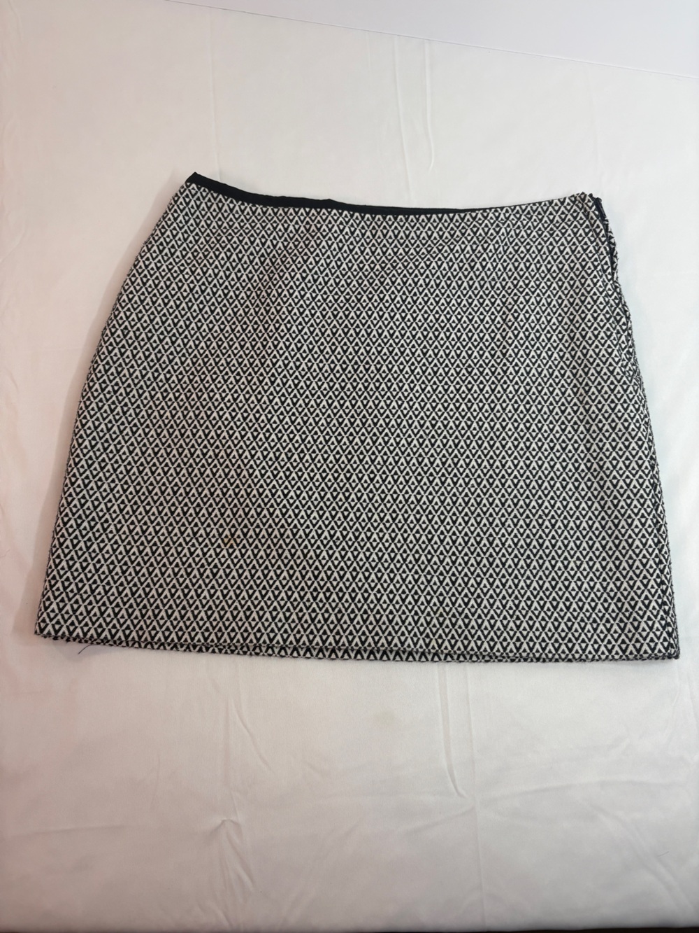 Gap Textured Mini Skirt Black White Diamond Print Sz 2 Lined Y2K Academia Preppy